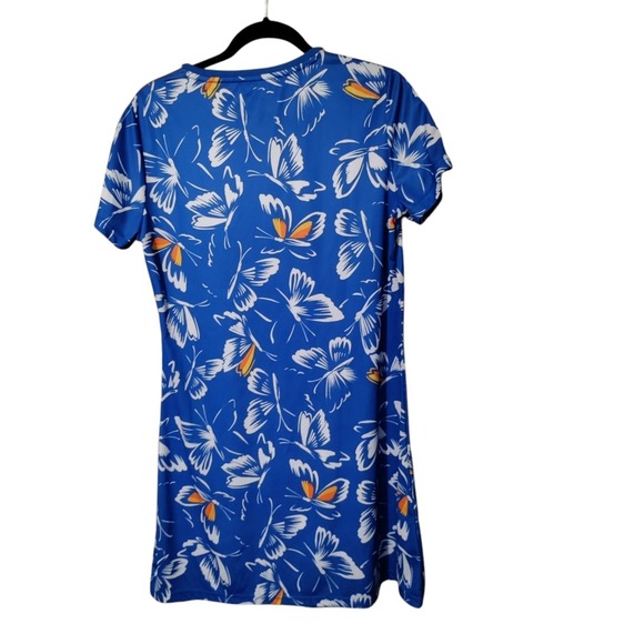 Adidas X Farm Rio Women's Blue Butterflies Dress Size L Excellent Condition - Picture 2 of 6